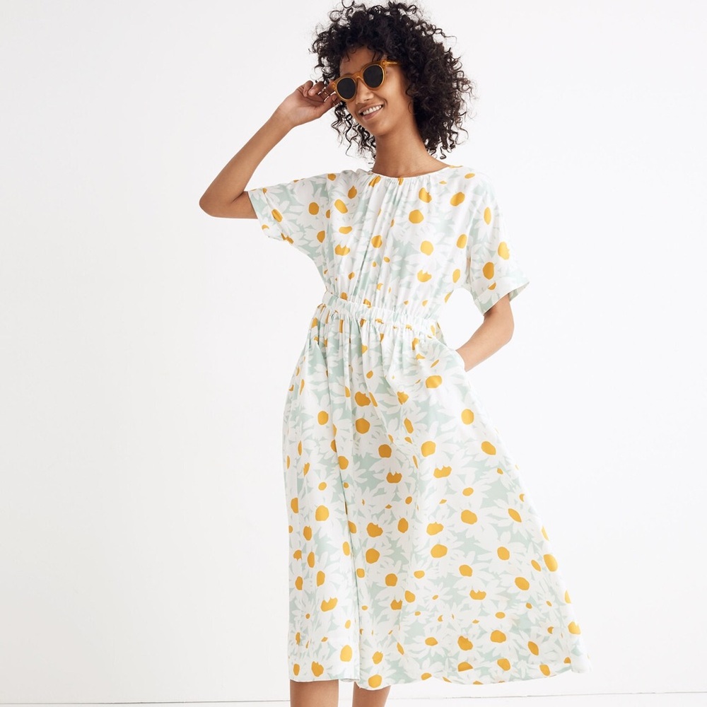 NWT RARE Madewell Tie-Back Maxi Dress in Mini Daisy
